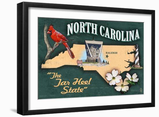 North Carolina - State Icons-Lantern Press-Framed Art Print