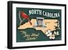 North Carolina - State Icons-Lantern Press-Framed Art Print