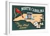 North Carolina - State Icons-Lantern Press-Framed Art Print