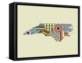 North Carolina State Map-Lanre Adefioye-Framed Stretched Canvas