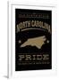 North Carolina State Pride - Gold on Black-Lantern Press-Framed Art Print