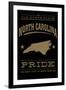 North Carolina State Pride - Gold on Black-Lantern Press-Framed Art Print