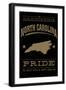 North Carolina State Pride - Gold on Black-Lantern Press-Framed Art Print