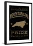 North Carolina State Pride - Gold on Black-Lantern Press-Framed Art Print