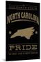 North Carolina State Pride - Gold on Black-Lantern Press-Mounted Art Print