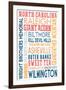 North Carolina - Typography-Lantern Press-Framed Art Print