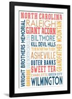 North Carolina - Typography-Lantern Press-Framed Art Print