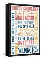 North Carolina - Typography-Lantern Press-Framed Stretched Canvas