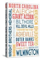 North Carolina - Typography-Lantern Press-Stretched Canvas