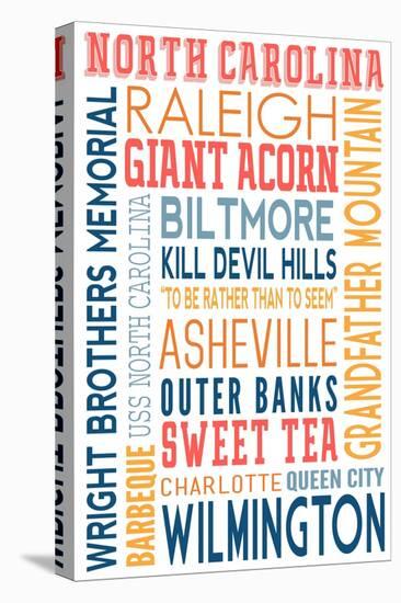 North Carolina - Typography-Lantern Press-Stretched Canvas