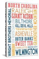 North Carolina - Typography-Lantern Press-Stretched Canvas