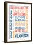 North Carolina - Typography-Lantern Press-Framed Art Print