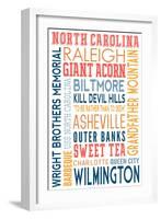 North Carolina - Typography-Lantern Press-Framed Art Print