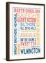 North Carolina - Typography-Lantern Press-Framed Art Print