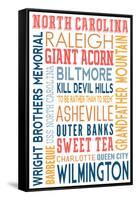 North Carolina - Typography-Lantern Press-Framed Stretched Canvas