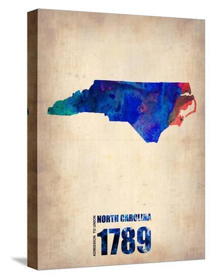North Carolina Watercolor Map-NaxArt-Stretched Canvas
