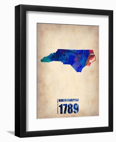 North Carolina Watercolor Map-NaxArt-Framed Art Print