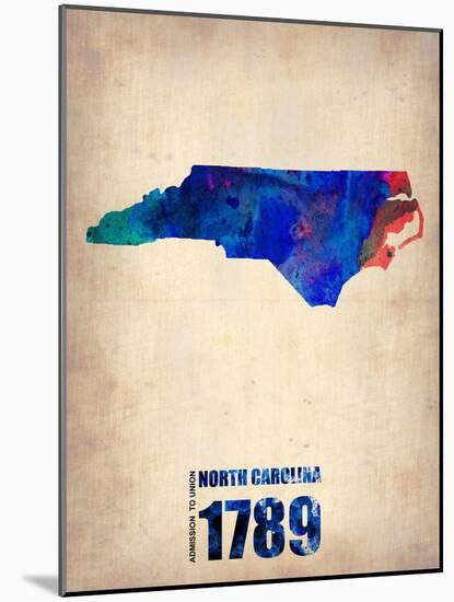 North Carolina Watercolor Map-NaxArt-Mounted Art Print