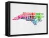 North Carolina Watercolor Word Cloud-NaxArt-Framed Stretched Canvas