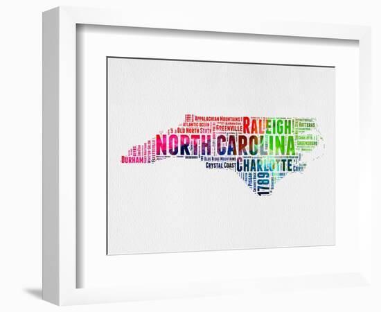 North Carolina Watercolor Word Cloud-NaxArt-Framed Art Print