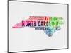 North Carolina Watercolor Word Cloud-NaxArt-Mounted Art Print