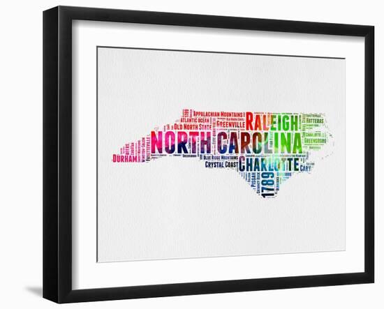 North Carolina Watercolor Word Cloud-NaxArt-Framed Art Print