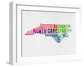 North Carolina Watercolor Word Cloud-NaxArt-Framed Art Print