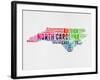 North Carolina Watercolor Word Cloud-NaxArt-Framed Art Print