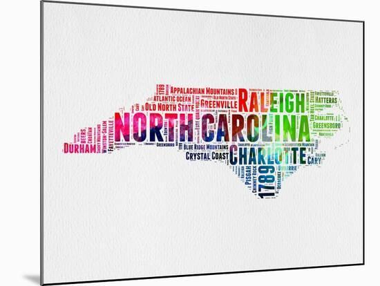 North Carolina Watercolor Word Cloud-NaxArt-Mounted Art Print