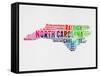 North Carolina Watercolor Word Cloud-NaxArt-Framed Stretched Canvas