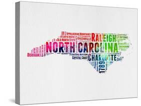 North Carolina Watercolor Word Cloud-NaxArt-Stretched Canvas