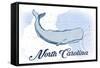 North Carolina - Whale - Blue - Coastal Icon-Lantern Press-Framed Stretched Canvas