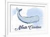 North Carolina - Whale - Blue - Coastal Icon-Lantern Press-Framed Premium Giclee Print