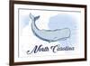 North Carolina - Whale - Blue - Coastal Icon-Lantern Press-Framed Premium Giclee Print