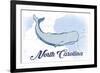 North Carolina - Whale - Blue - Coastal Icon-Lantern Press-Framed Premium Giclee Print