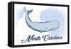 North Carolina - Whale - Blue - Coastal Icon-Lantern Press-Framed Stretched Canvas