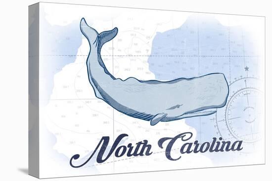 North Carolina - Whale - Blue - Coastal Icon-Lantern Press-Stretched Canvas