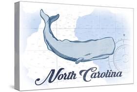 North Carolina - Whale - Blue - Coastal Icon-Lantern Press-Stretched Canvas