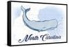 North Carolina - Whale - Blue - Coastal Icon-Lantern Press-Framed Stretched Canvas