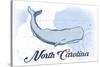 North Carolina - Whale - Blue - Coastal Icon-Lantern Press-Stretched Canvas