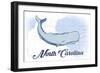 North Carolina - Whale - Blue - Coastal Icon-Lantern Press-Framed Art Print