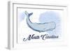 North Carolina - Whale - Blue - Coastal Icon-Lantern Press-Framed Art Print