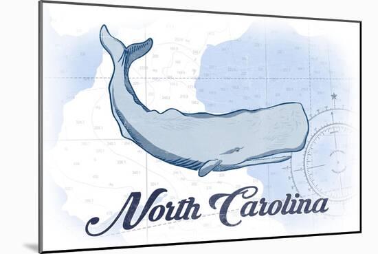 North Carolina - Whale - Blue - Coastal Icon-Lantern Press-Mounted Art Print