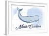 North Carolina - Whale - Blue - Coastal Icon-Lantern Press-Framed Art Print