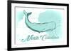 North Carolina - Whale - Teal - Coastal Icon-Lantern Press-Framed Premium Giclee Print