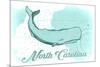 North Carolina - Whale - Teal - Coastal Icon-Lantern Press-Mounted Premium Giclee Print