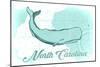 North Carolina - Whale - Teal - Coastal Icon-Lantern Press-Mounted Art Print