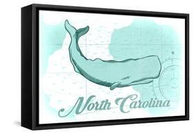 North Carolina - Whale - Teal - Coastal Icon-Lantern Press-Framed Stretched Canvas