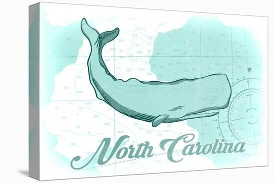 North Carolina - Whale - Teal - Coastal Icon-Lantern Press-Stretched Canvas