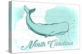 North Carolina - Whale - Teal - Coastal Icon-Lantern Press-Stretched Canvas